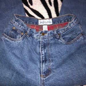 High Waisted Plaid Mom Jeans